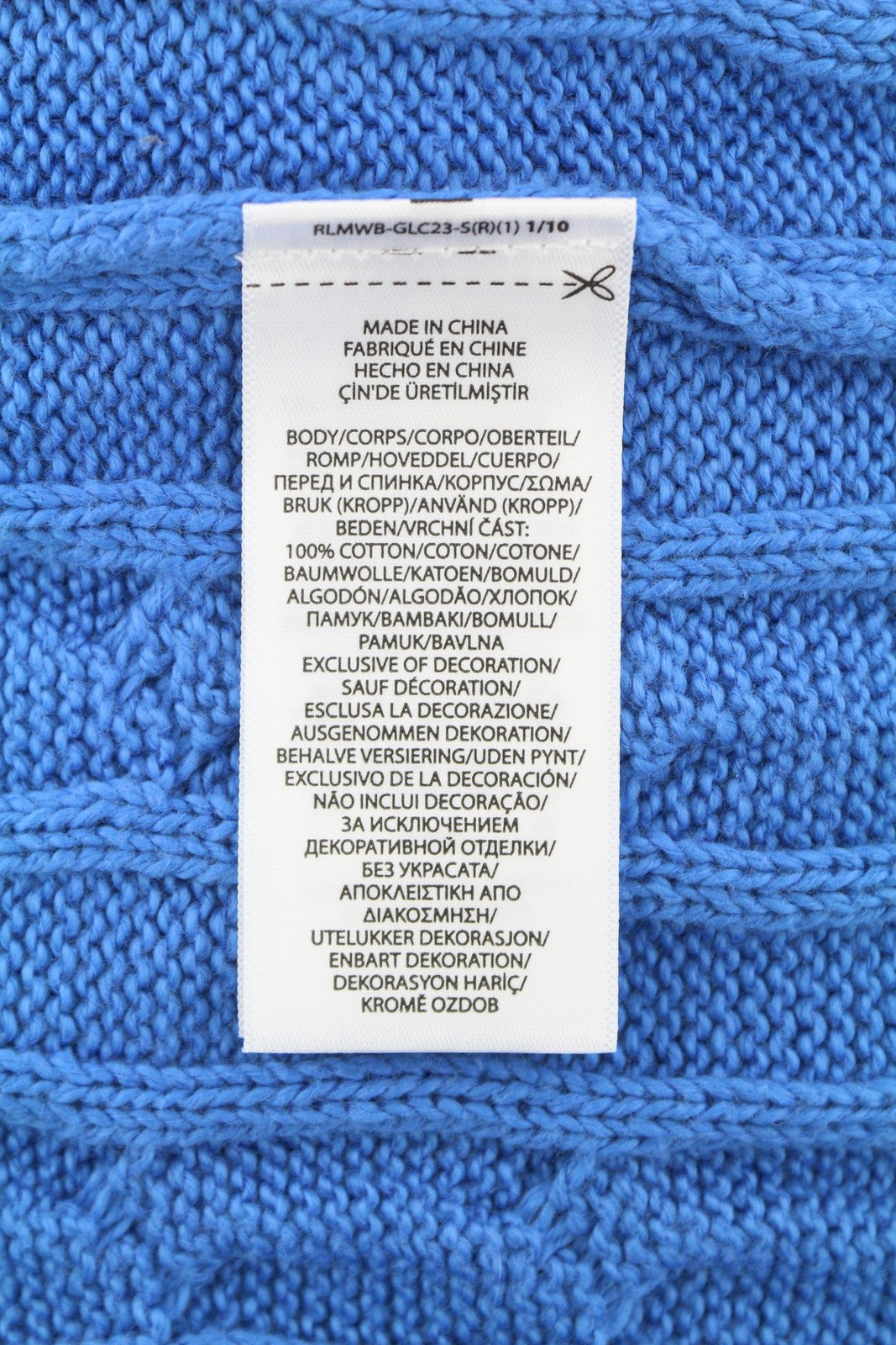 RALPH LAUREN Classics Pullover Men Jumper M Blue Cable Knit Crew Pullover RRP199