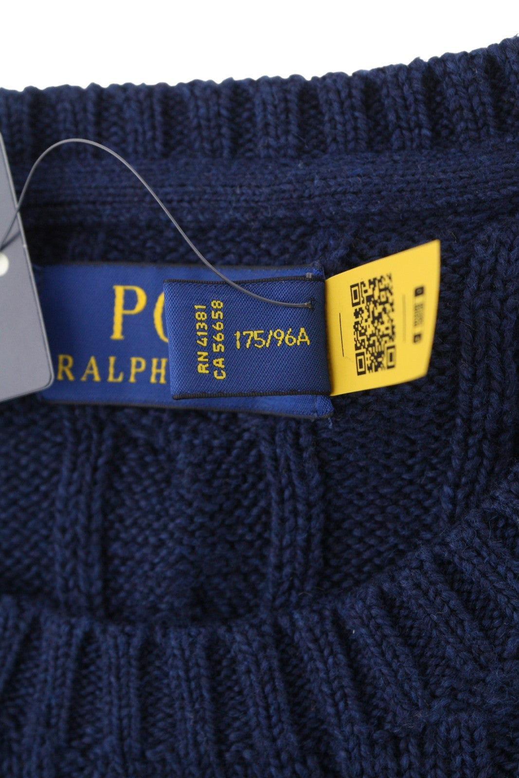 RALPH LAUREN Classics Blue Men Jumper M Blue Striped Cable Knit Pullover RRP258