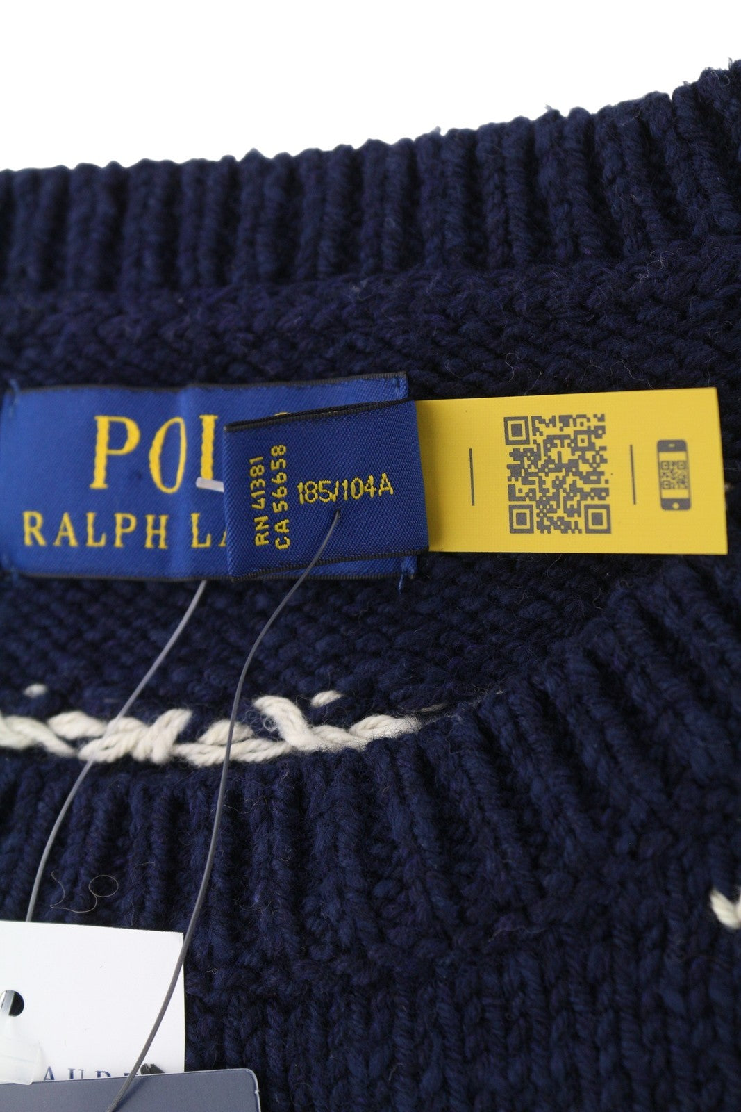 RALPH LAUREN Men Jumper XL Dark Blue Cashmere Blend Tight Knit Pullover RRP299