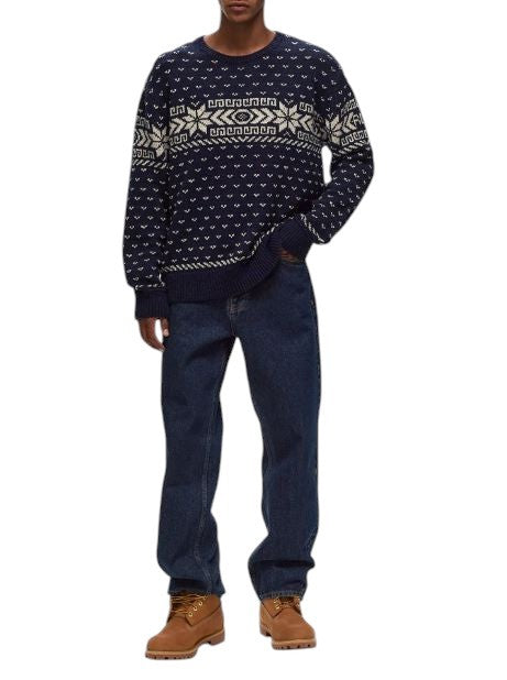 RALPH LAUREN Men Jumper M Dark Blue Cashmere Blend Tight Knit Pullover RRP299