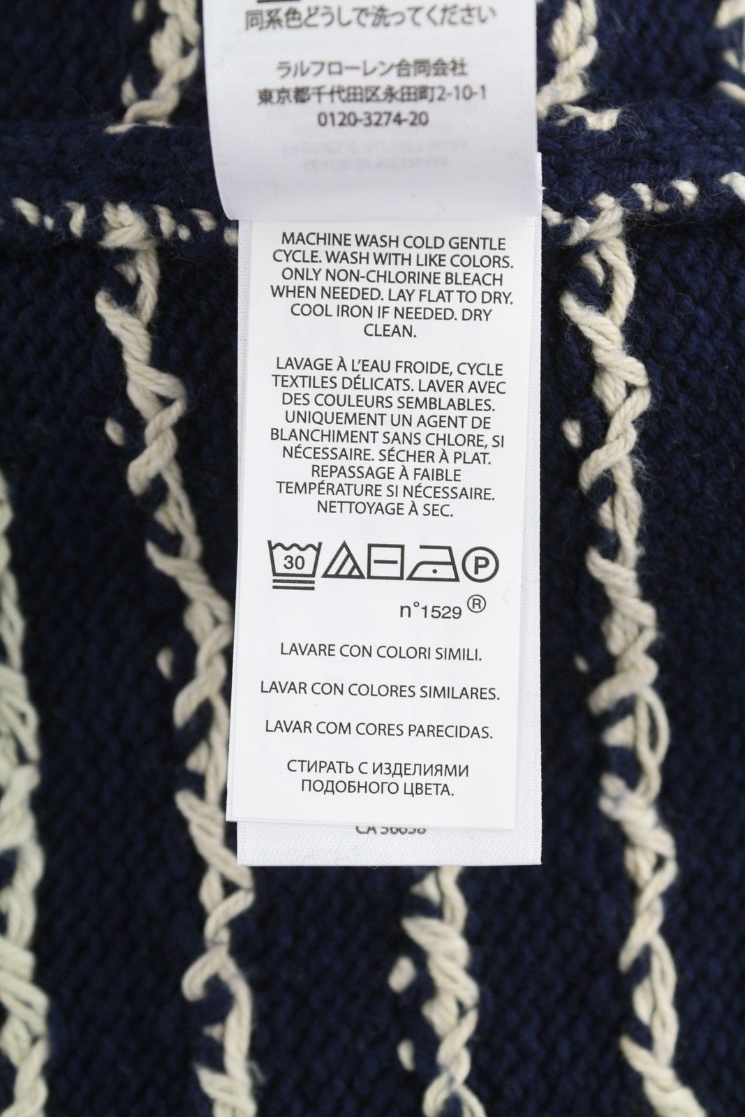 RALPH LAUREN Men Jumper M Dark Blue Cashmere Blend Tight Knit Pullover RRP299