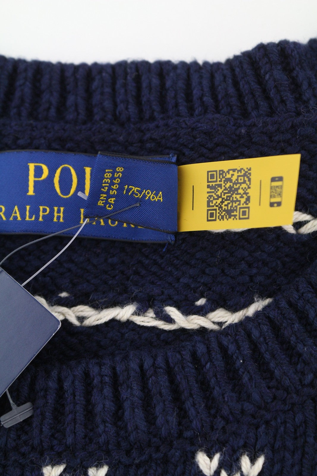 RALPH LAUREN Men Jumper M Dark Blue Cashmere Blend Tight Knit Pullover RRP299
