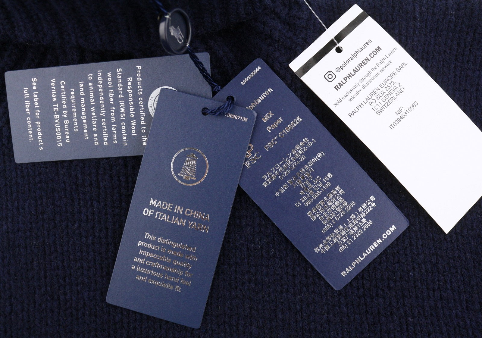 RALPH LAUREN Echo Pullover Men Jumper M Blue Wool Cashmere Tight Knit RRP399