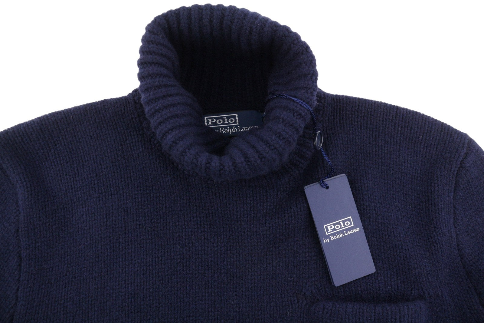 RALPH LAUREN Echo Pullover Men Jumper M Blue Wool Cashmere Tight Knit RRP399