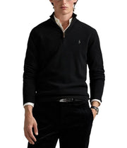 RALPH LAUREN Classic Pullover Men Jumper 2XL Black Half Zip Neck Wool RRP239