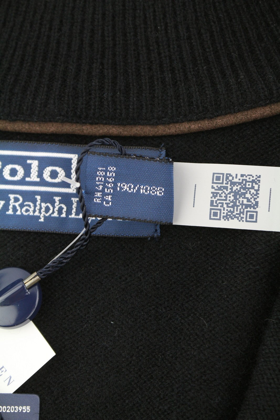 RALPH LAUREN Classic Pullover Men Jumper 2XL Black Half Zip Neck Wool RRP239