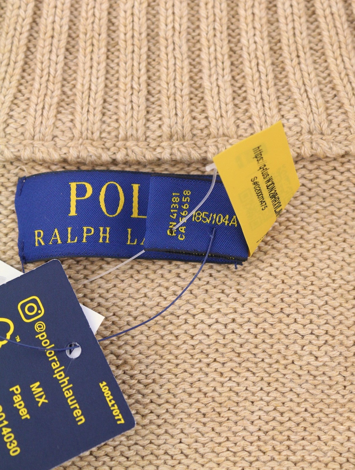 RALPH LAUREN Classic Pullover Men Jumper XL Brown Melange Half Zip Neck RRP239