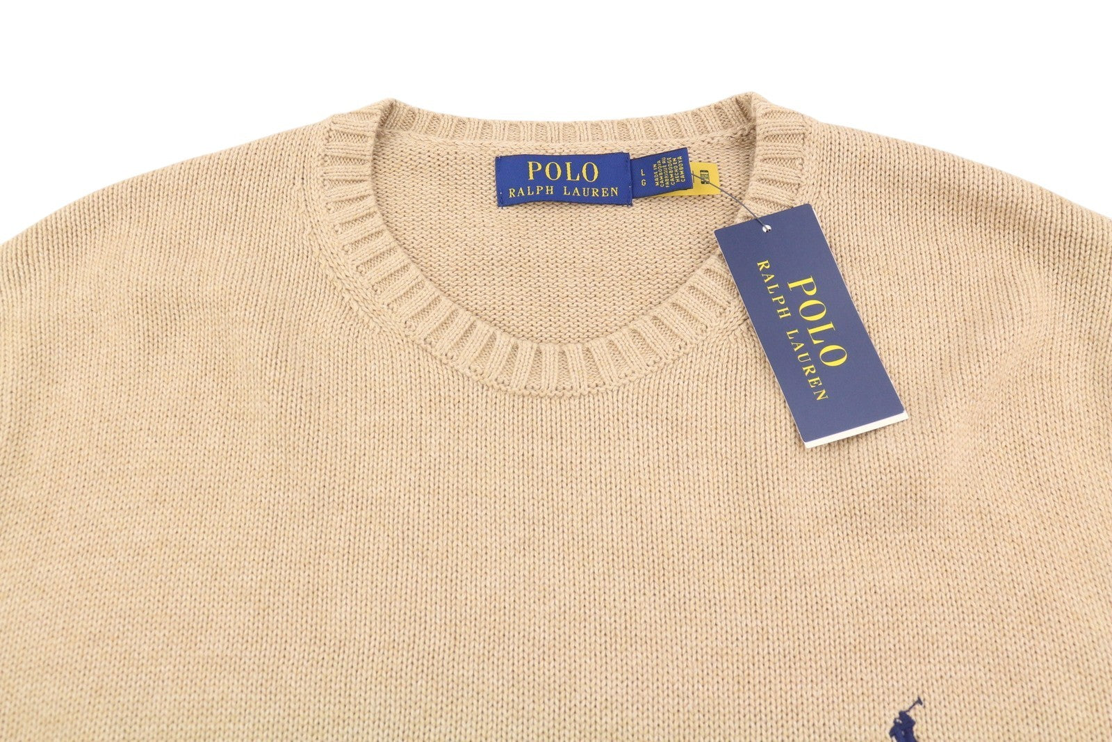 RALPH LAUREN Classics Brown Men Jumper L Tight Knit Crew Neck Pullover RRP199