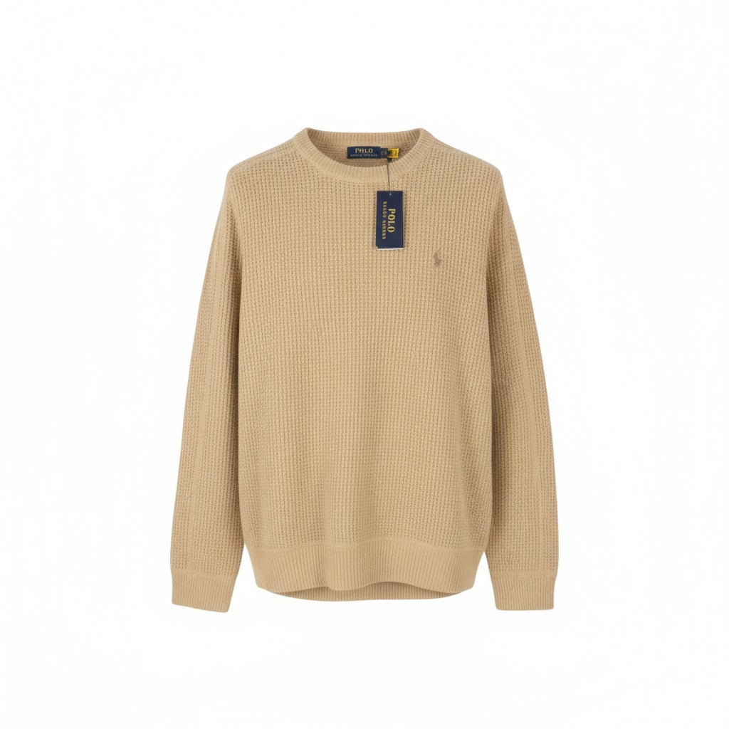 RALPH LAUREN Classics Brown Men Jumper L Wool Alpaca Waffle Knit Pullover RRP266