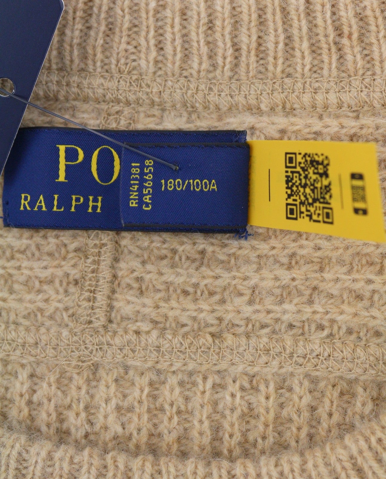 RALPH LAUREN Classics Brown Men Jumper L Wool Alpaca Waffle Knit Pullover RRP266