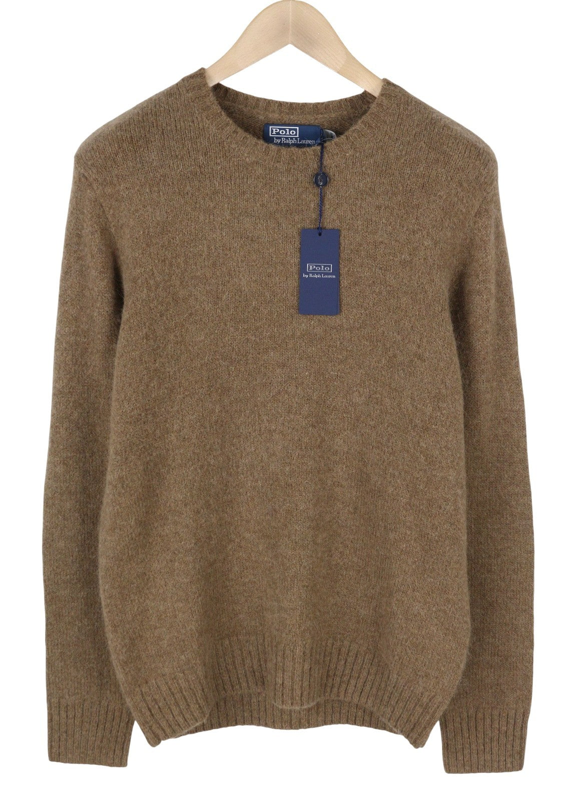 RALPH LAUREN Men Jumper S Brown Melange Wool Alpaca Blend Elbow Patches Pullover