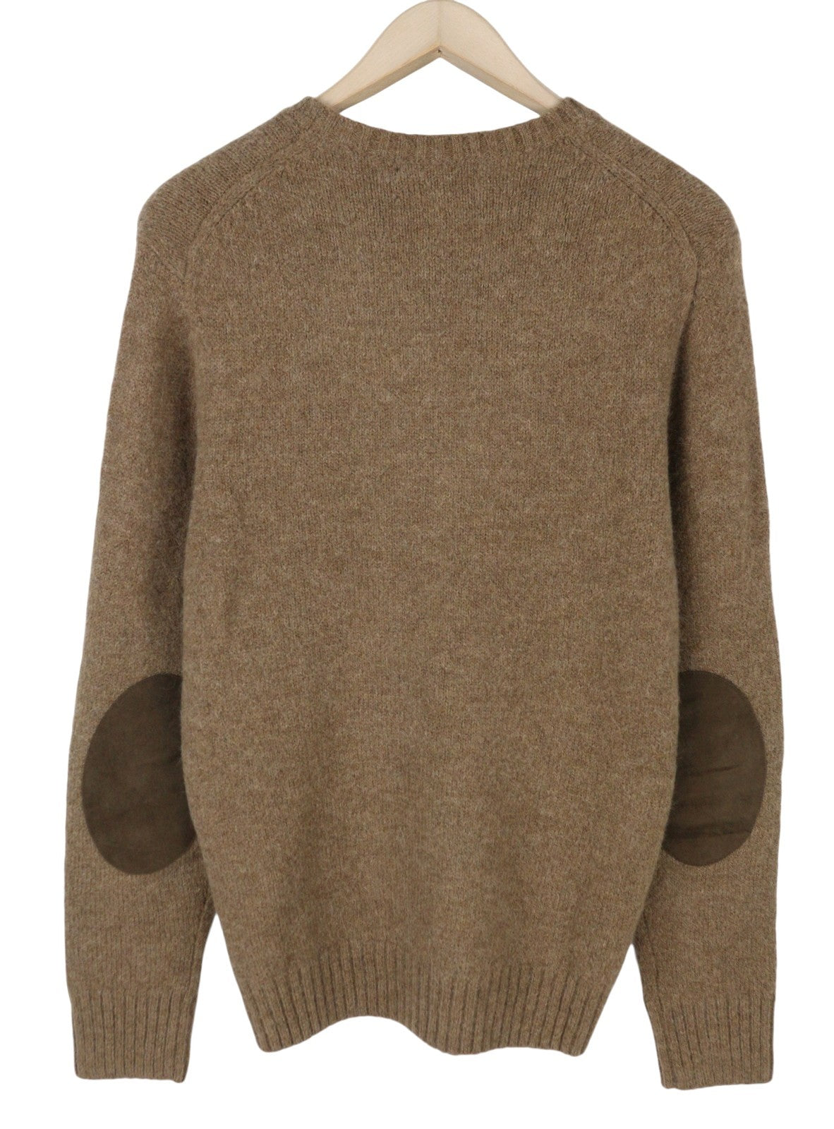 RALPH LAUREN Men Jumper S Brown Melange Wool Alpaca Blend Elbow Patches Pullover