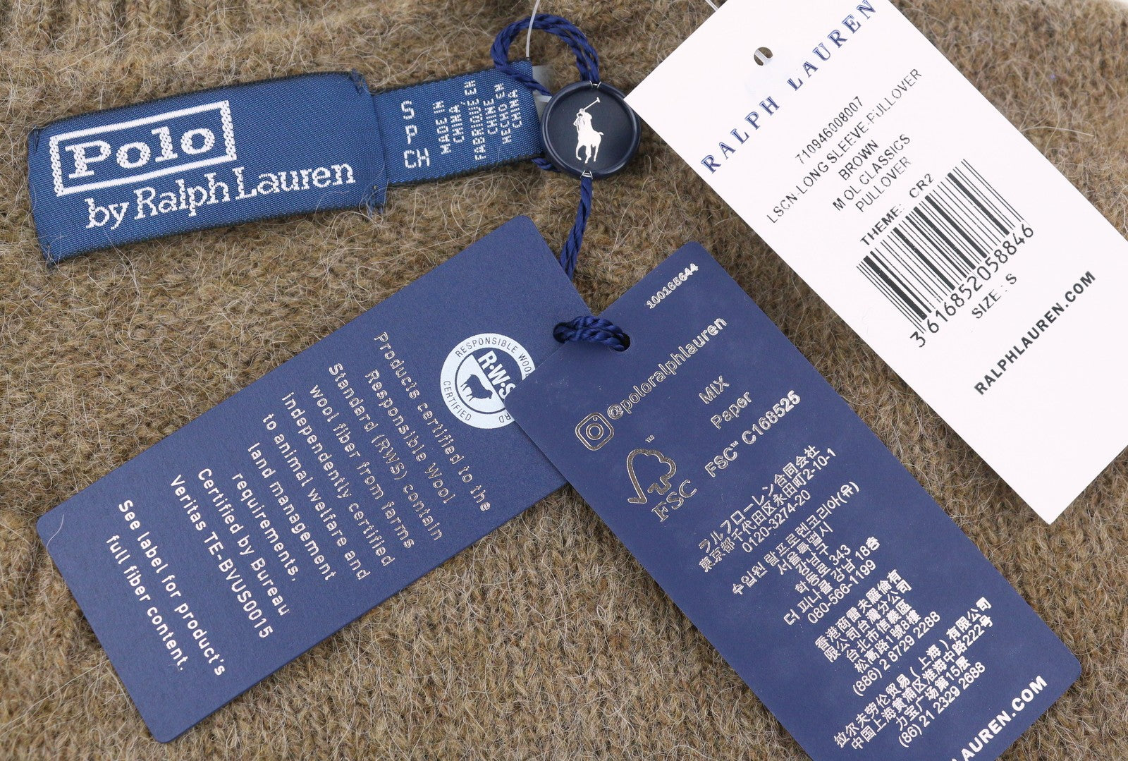 RALPH LAUREN Men Jumper S Brown Melange Wool Alpaca Blend Elbow Patches Pullover