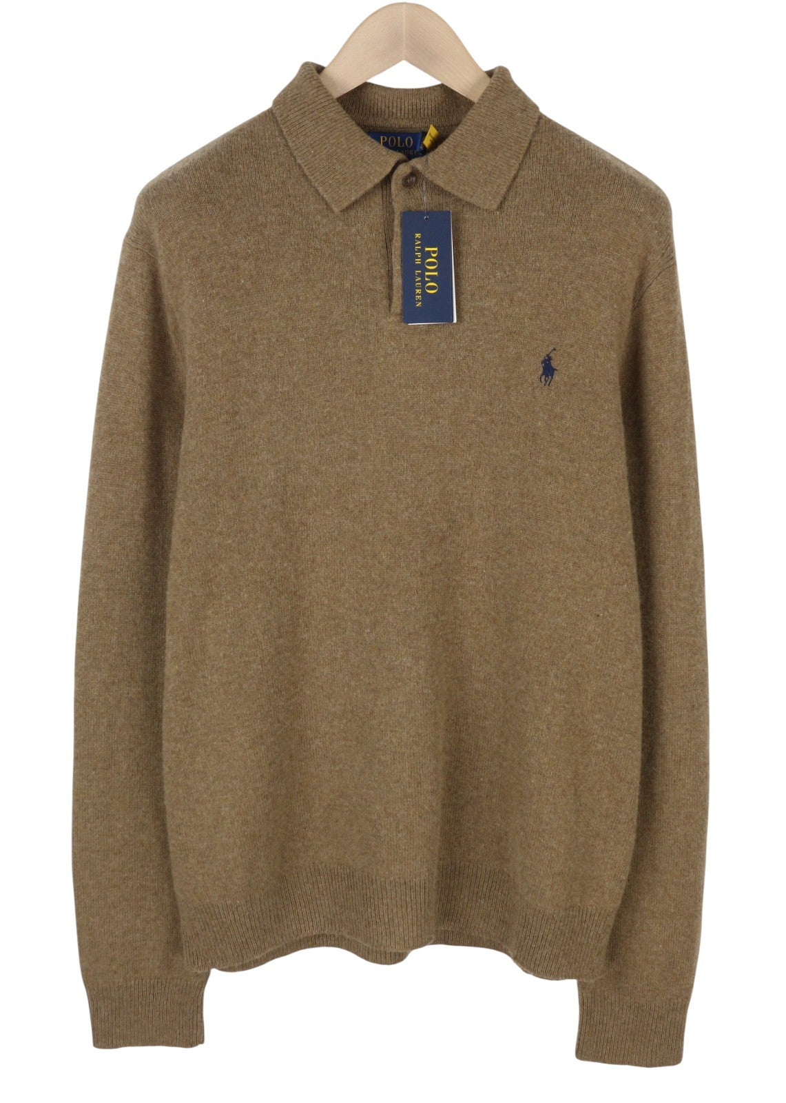 RALPH LAUREN Classics Brown Men Jumper XL Wool Blend Polo Neck Pullover RRP220