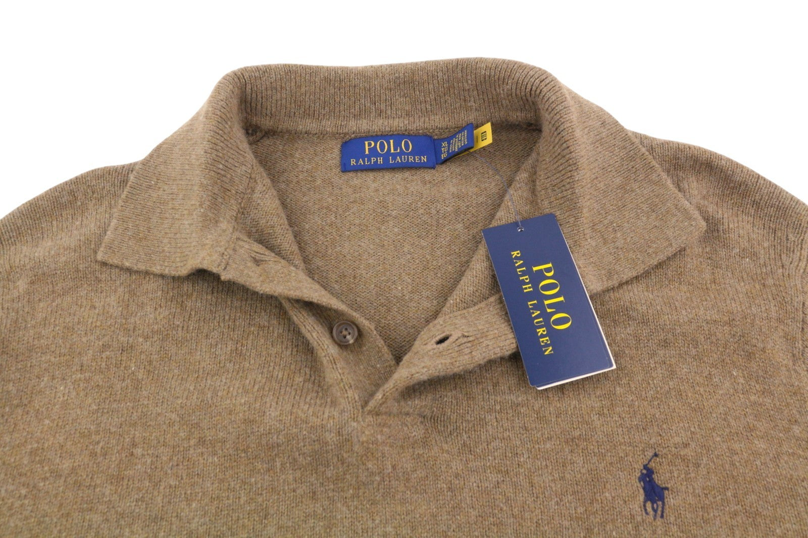 RALPH LAUREN Classics Brown Men Jumper XL Wool Blend Polo Neck Pullover RRP220