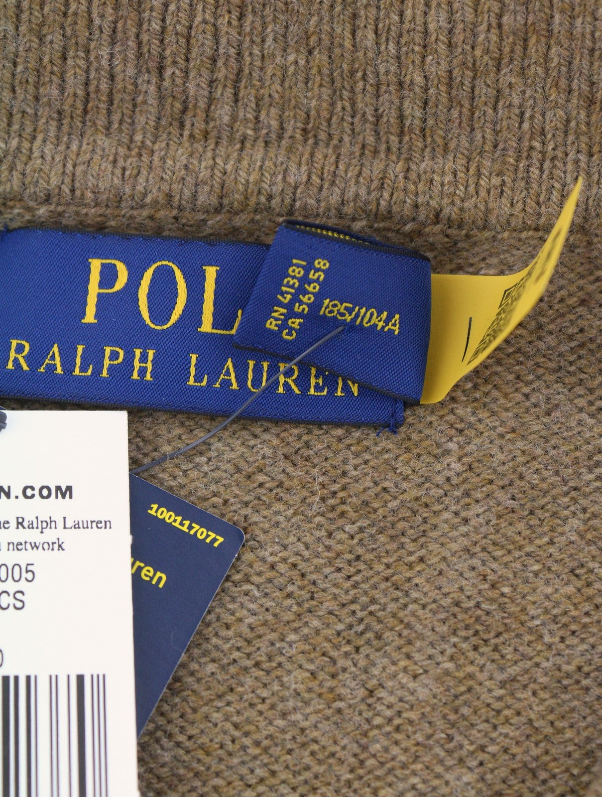 RALPH LAUREN Classics Brown Men Jumper XL Wool Blend Polo Neck Pullover RRP220