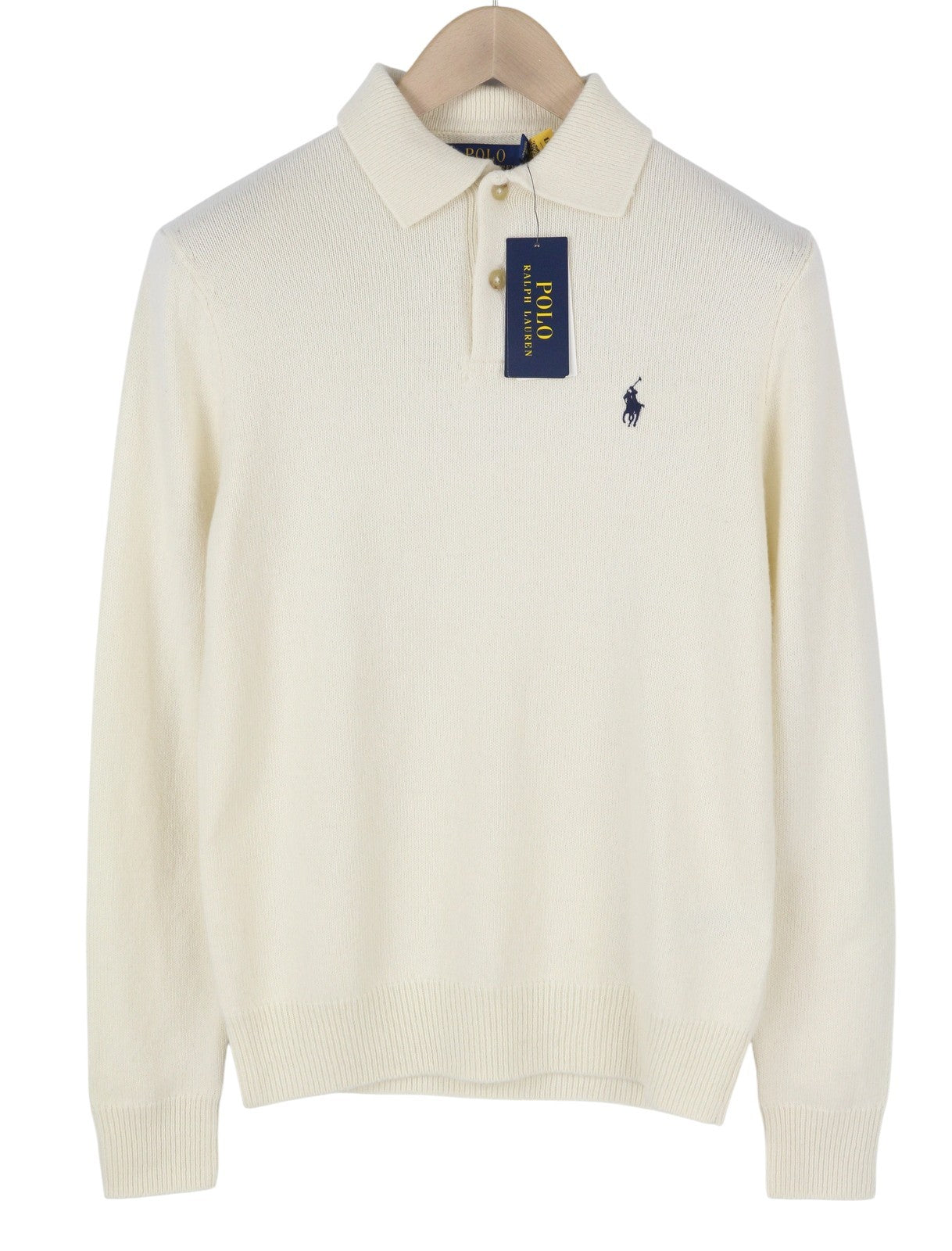 RALPH LAUREN Classics Cream Men Jumper XS Wool Blend Polo Neck Pullover RRP220