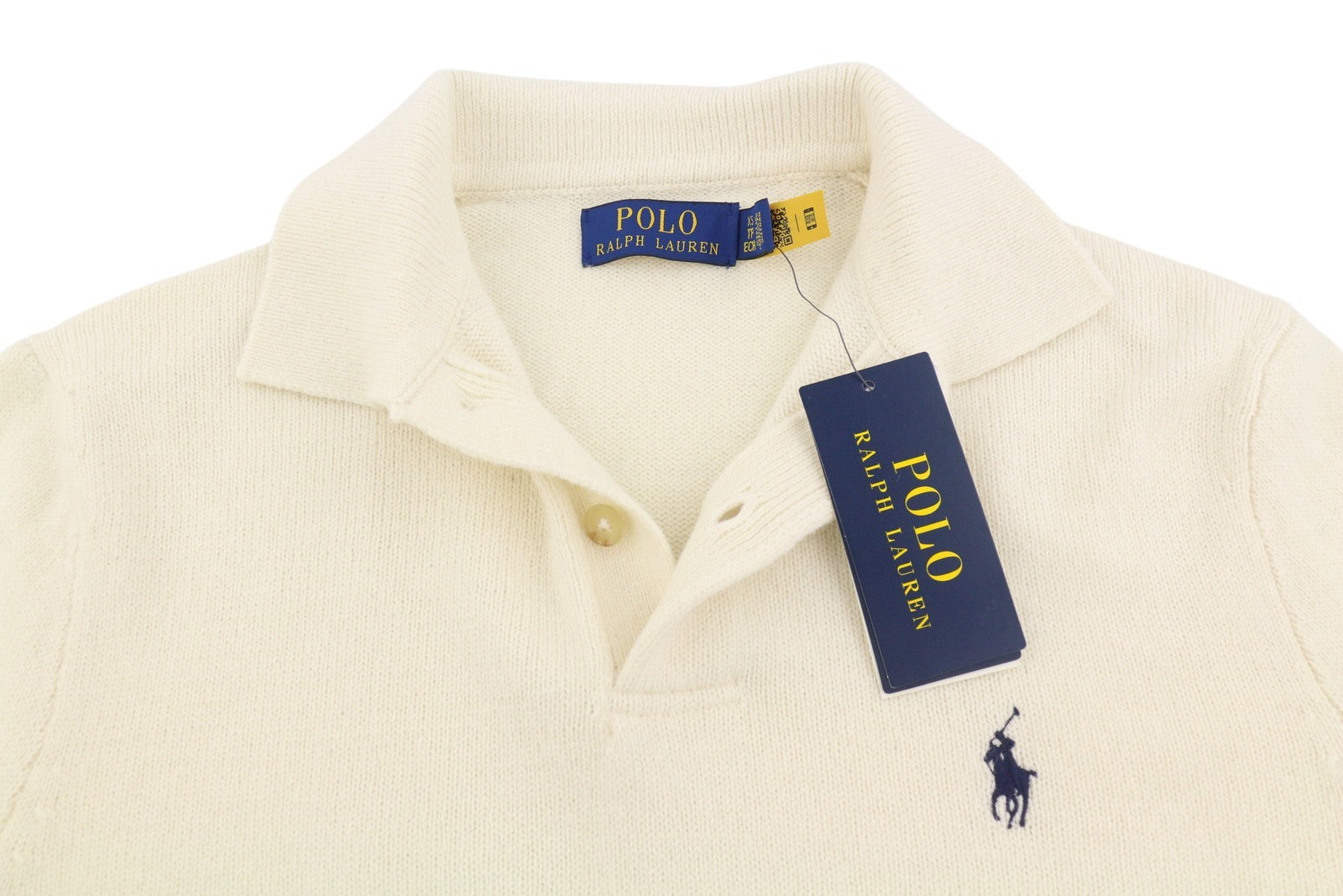 RALPH LAUREN Classics Cream Men Jumper XS Wool Blend Polo Neck Pullover RRP220
