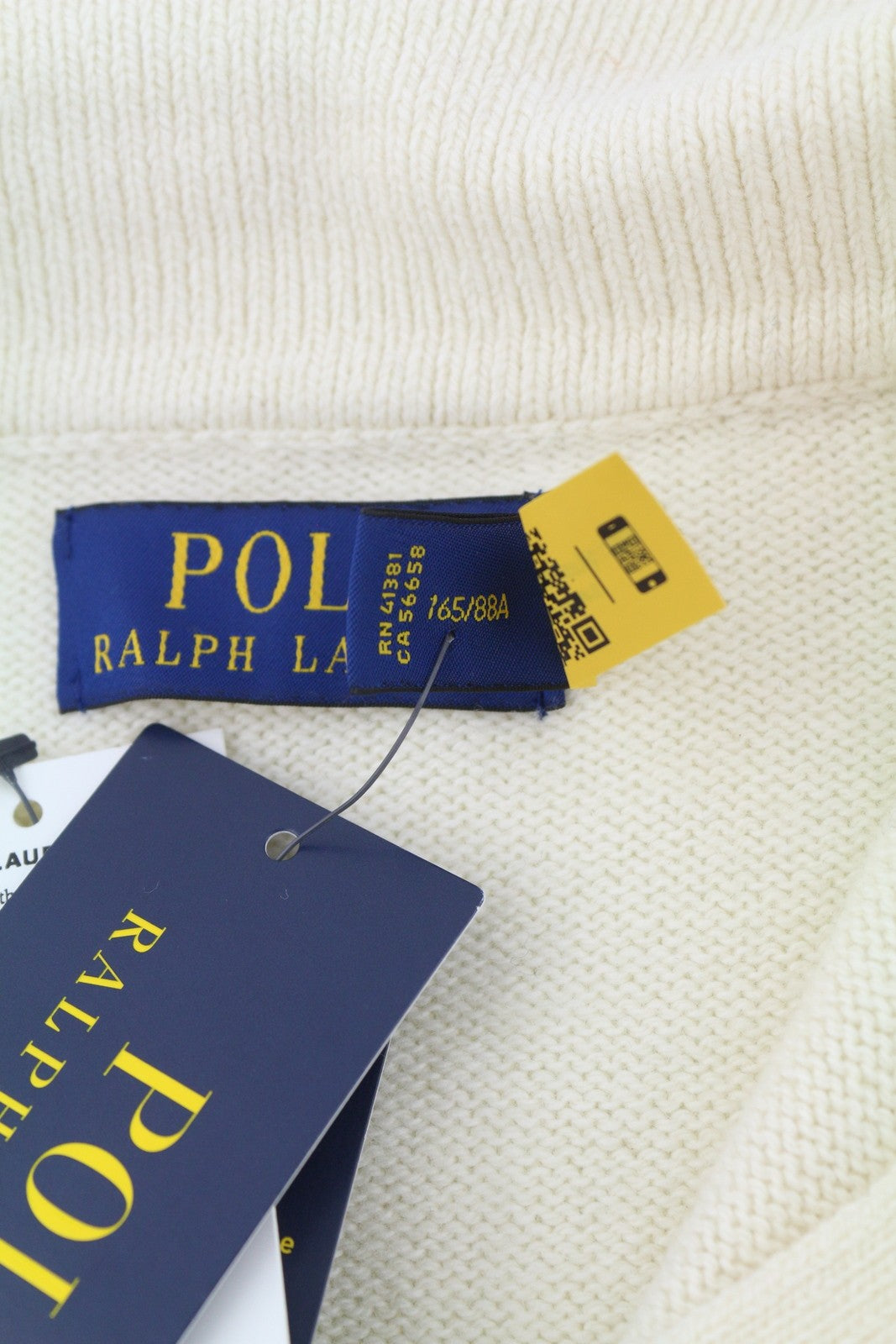 RALPH LAUREN Classics Cream Men Jumper XS Wool Blend Polo Neck Pullover RRP220