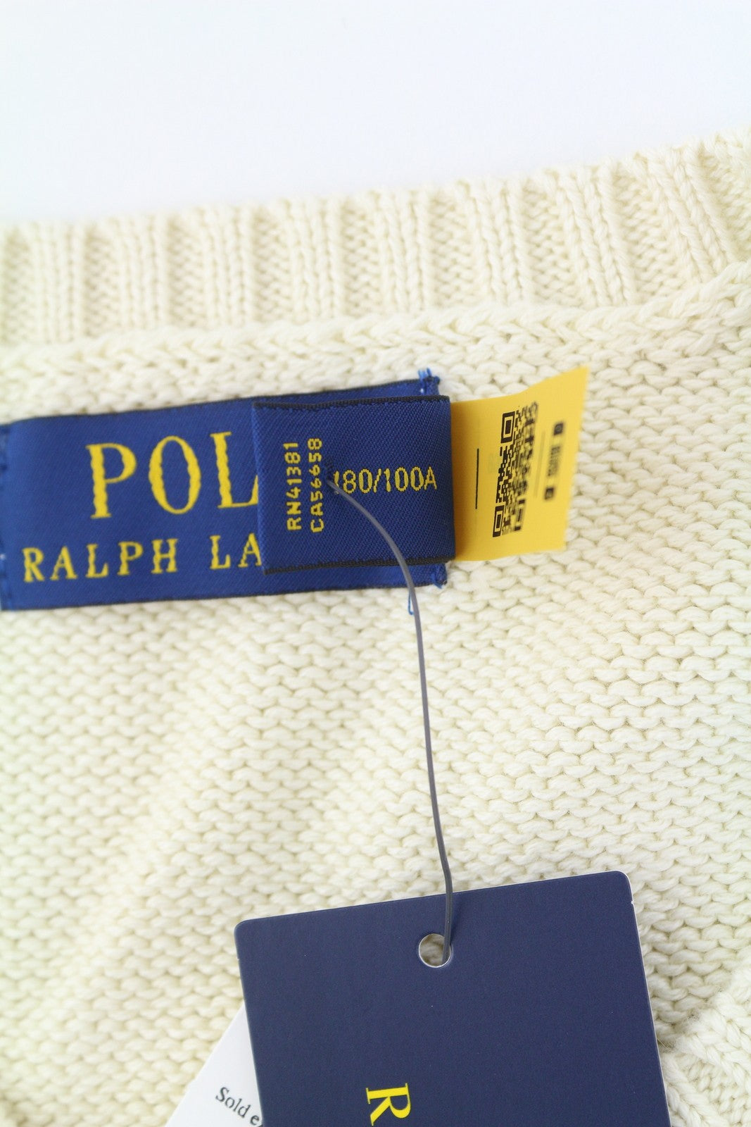 RALPH LAUREN Classic Cream Men Jumper L Tight Knit Crew Neck Pullover RRP199