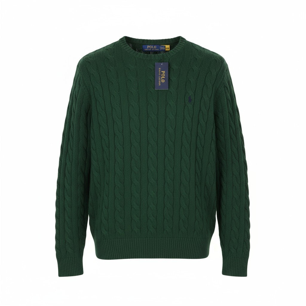RALPH LAUREN Driver Cn-Long Sleeve Green Men Jumper XL Pullover Cable RRP214