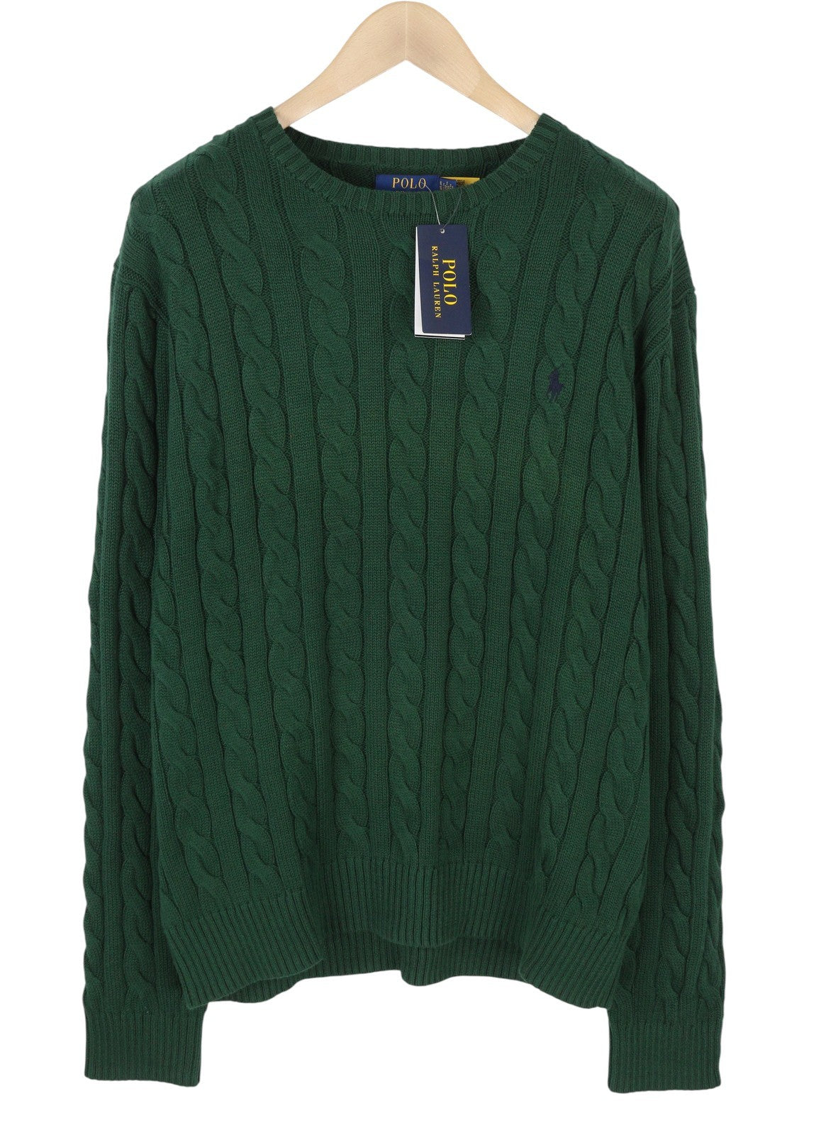 RALPH LAUREN Driver Cn-Long Sleeve Green Men Jumper XL Pullover Cable RRP214