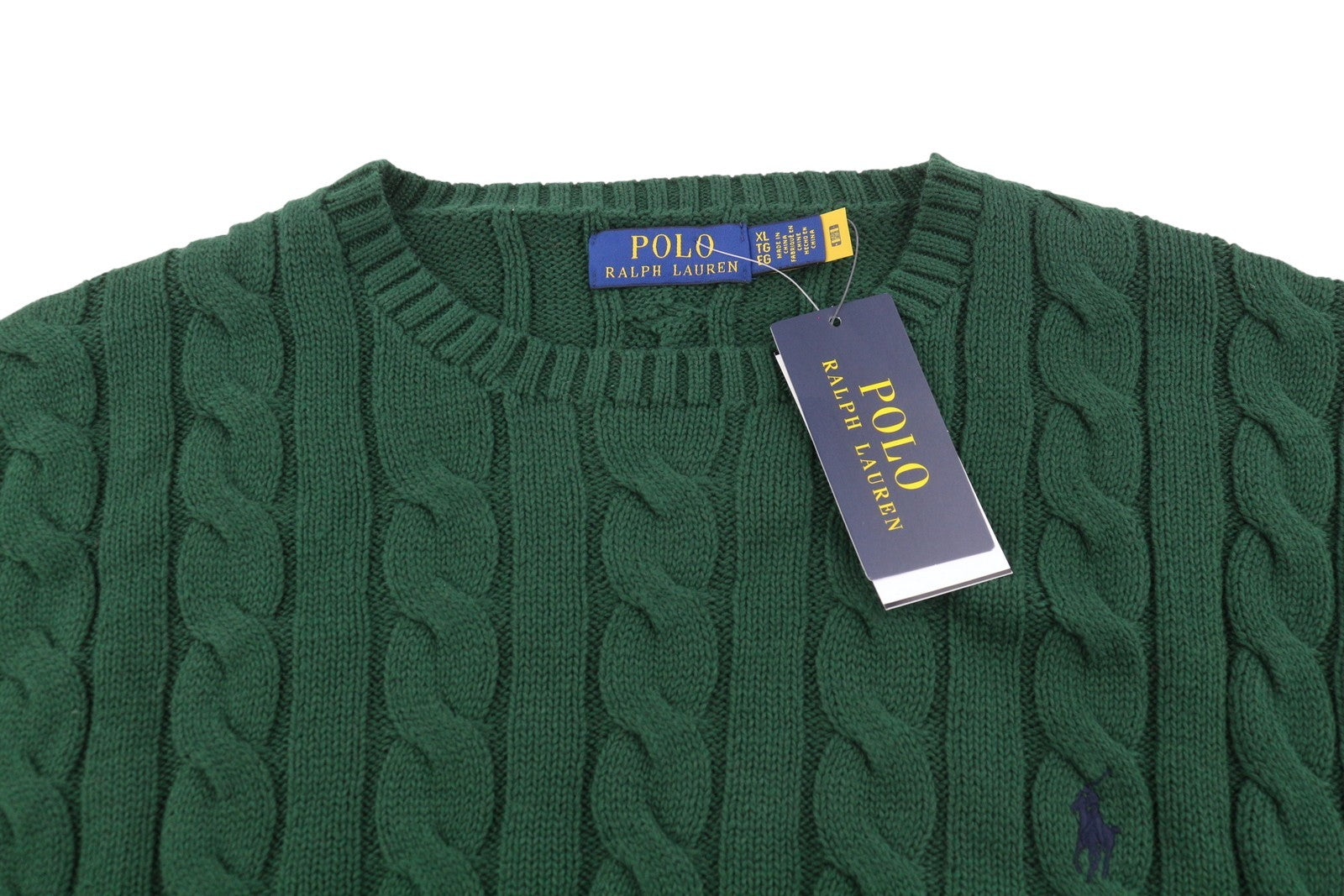 RALPH LAUREN Driver Cn-Long Sleeve Green Men Jumper XL Pullover Cable RRP214