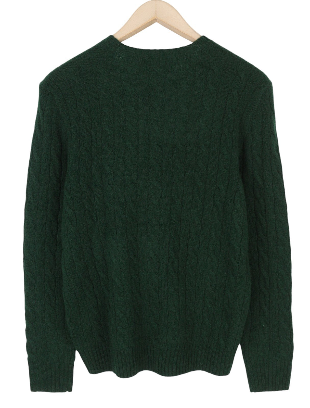 RALPH LAUREN Men Jumper L Dark Green Wool Cashmere Tight Knit Pullover RRP240