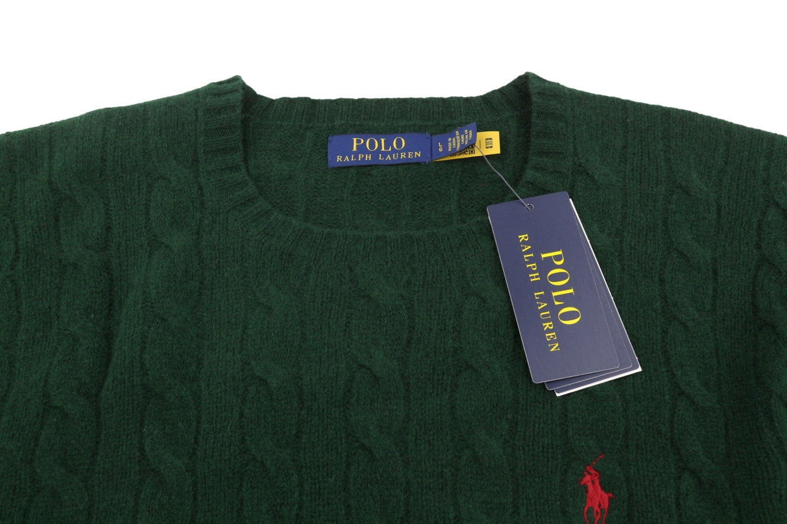 RALPH LAUREN Men Jumper L Dark Green Wool Cashmere Tight Knit Pullover RRP240