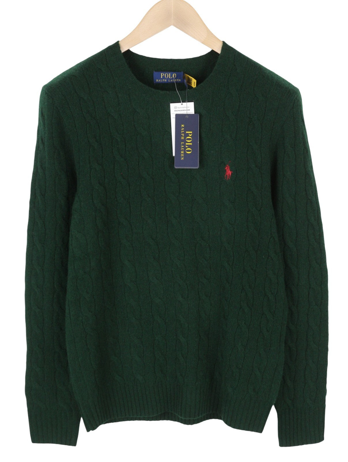 RALPH LAUREN Men Jumper S Dark Green Wool Cashmere Tight Knit Pullover RRP240