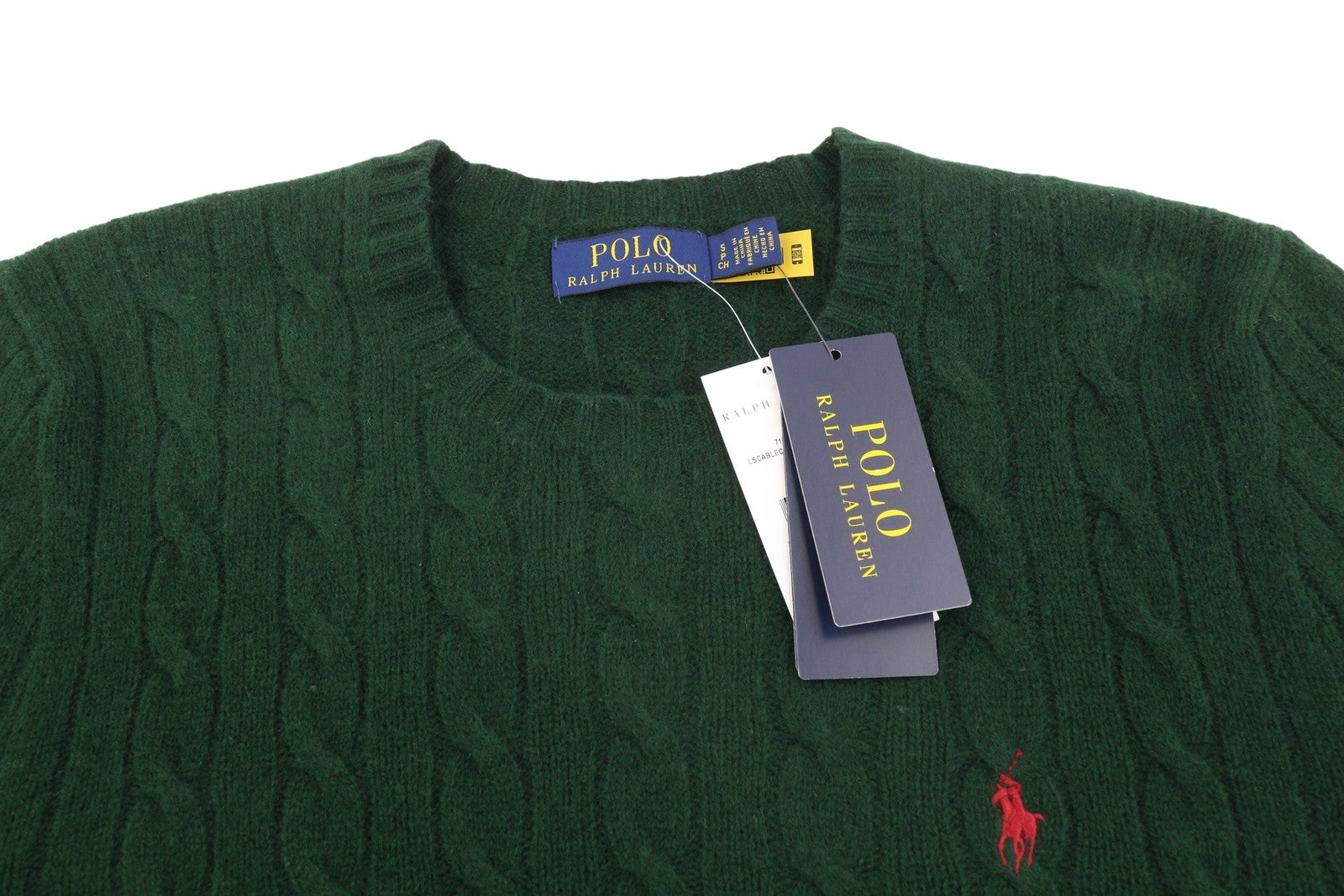 RALPH LAUREN Men Jumper S Dark Green Wool Cashmere Tight Knit Pullover RRP240