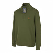 RALPH LAUREN Classics New Olive Men Jumper M Half Zip Neck Tight Knit Pullover