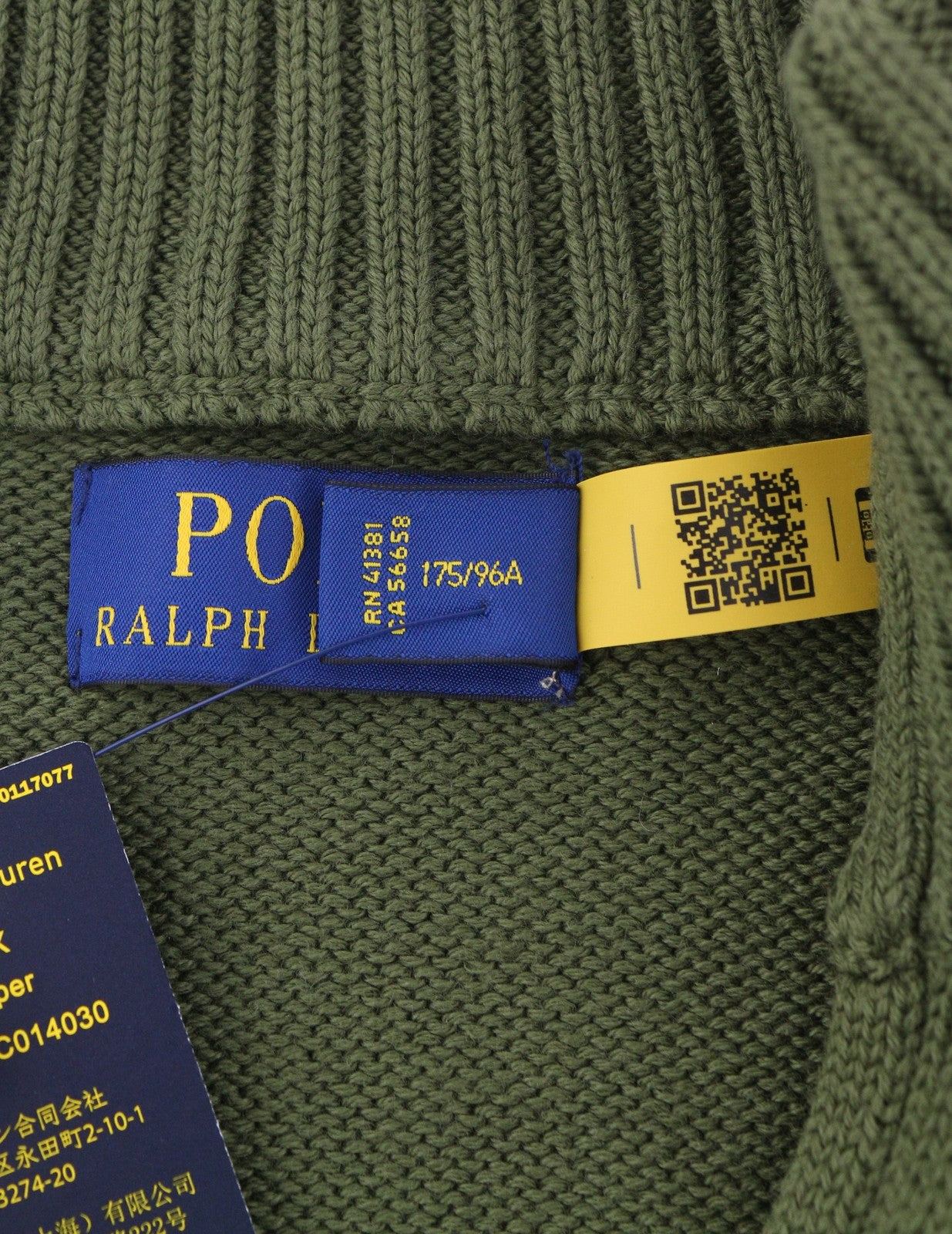 RALPH LAUREN Classics New Olive Men Jumper M Half Zip Neck Tight Knit Pullover