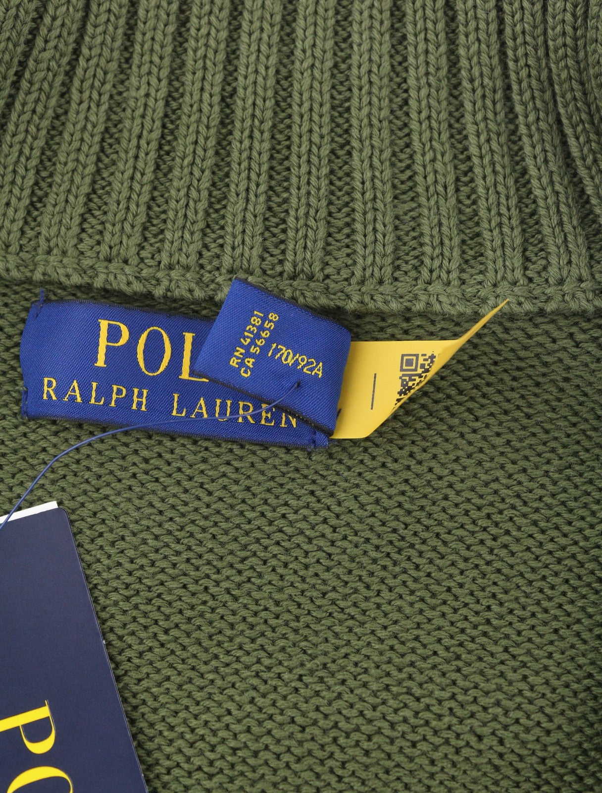 RALPH LAUREN Classics New Olive Men Jumper S Half Zip Neck Tight Knit Pullover