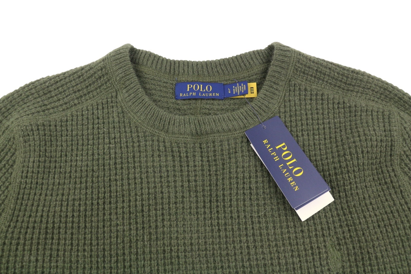 RALPH LAUREN Classics New Olive Men Jumper L Wool Alpaca Knit Pullover RRP269
