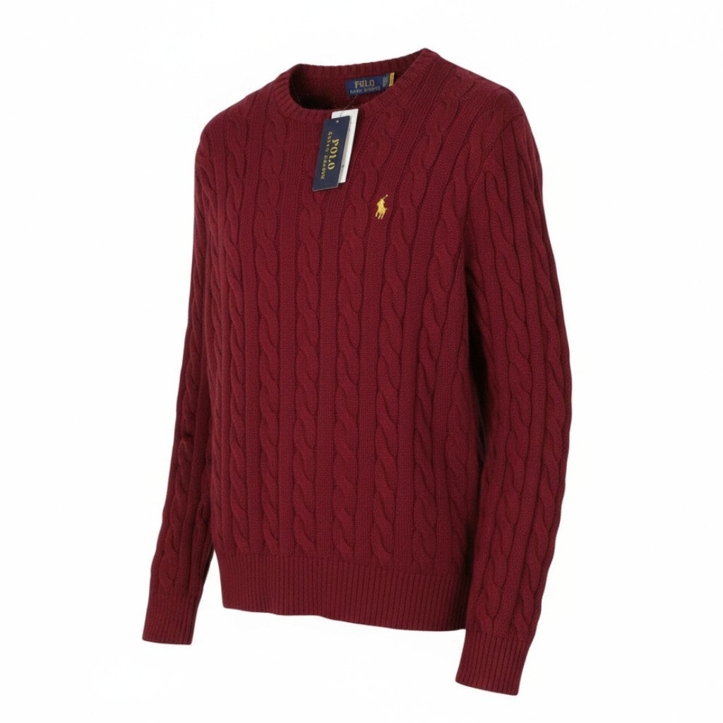 RALPH LAUREN Driver Cn-Long Sleeve Red Men Jumper L Pullover Burgundy RRP214