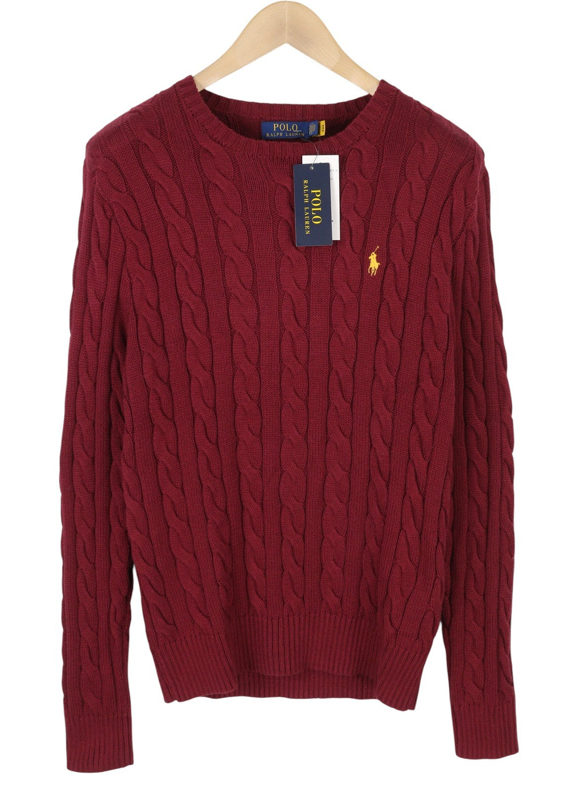 RALPH LAUREN Driver Cn-Long Sleeve Red Men Jumper L Pullover Burgundy RRP214