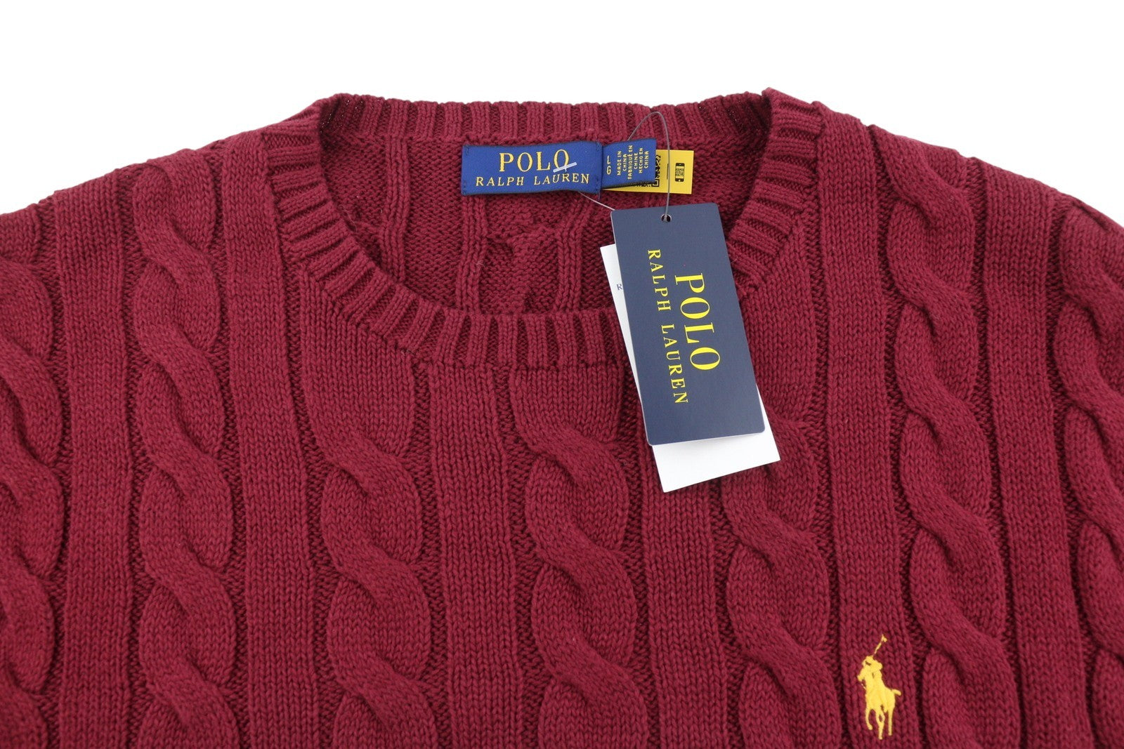 RALPH LAUREN Driver Cn-Long Sleeve Red Men Jumper L Pullover Burgundy RRP214