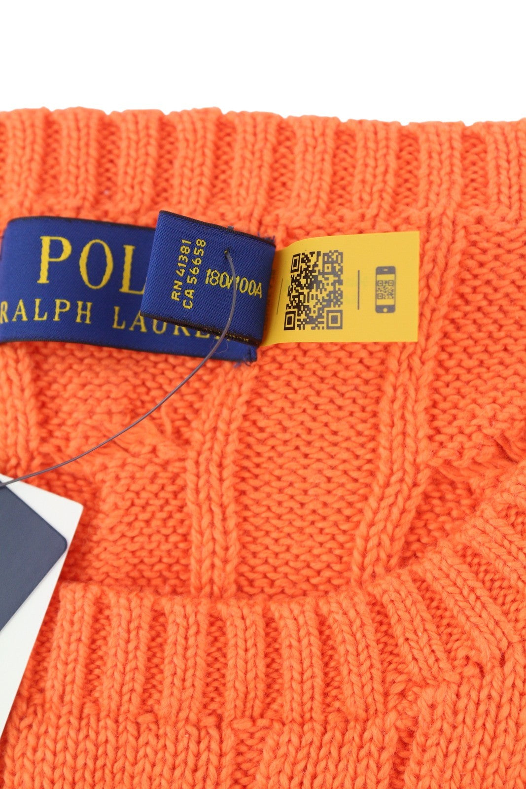 RALPH LAUREN Driver Cn-Long Sleeve Orange Men Jumper L Pullover Cable RRP214