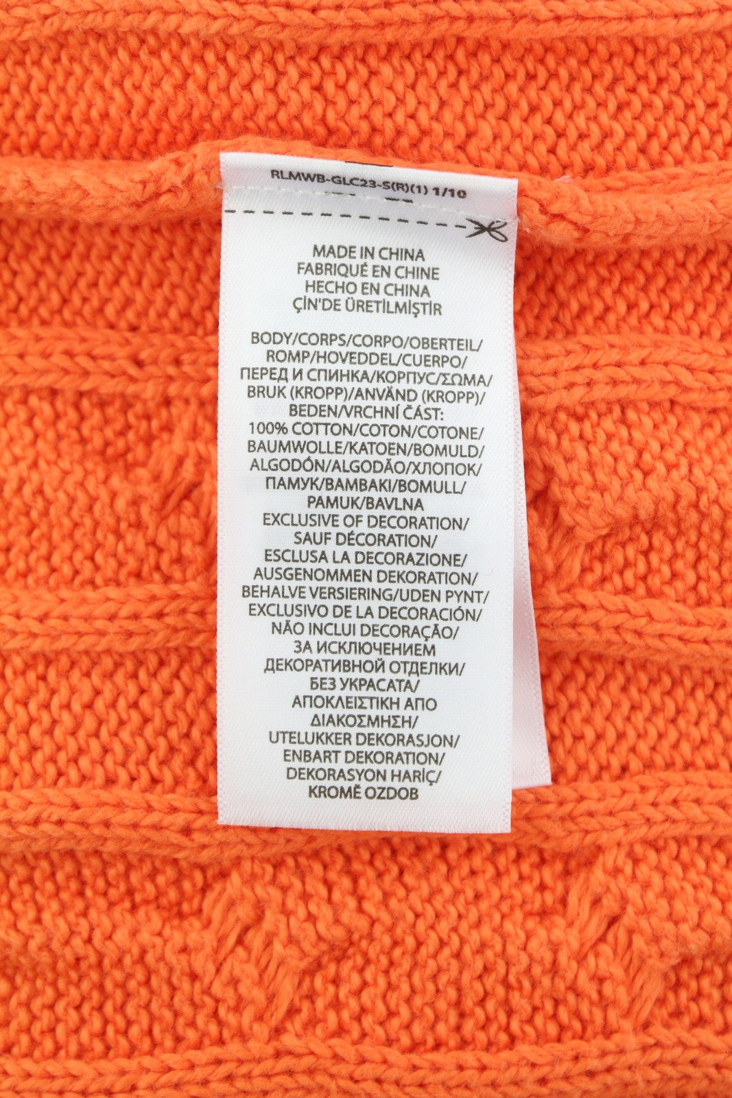 RALPH LAUREN Driver Cn-Long Sleeve Orange Men Jumper L Pullover Cable RRP214