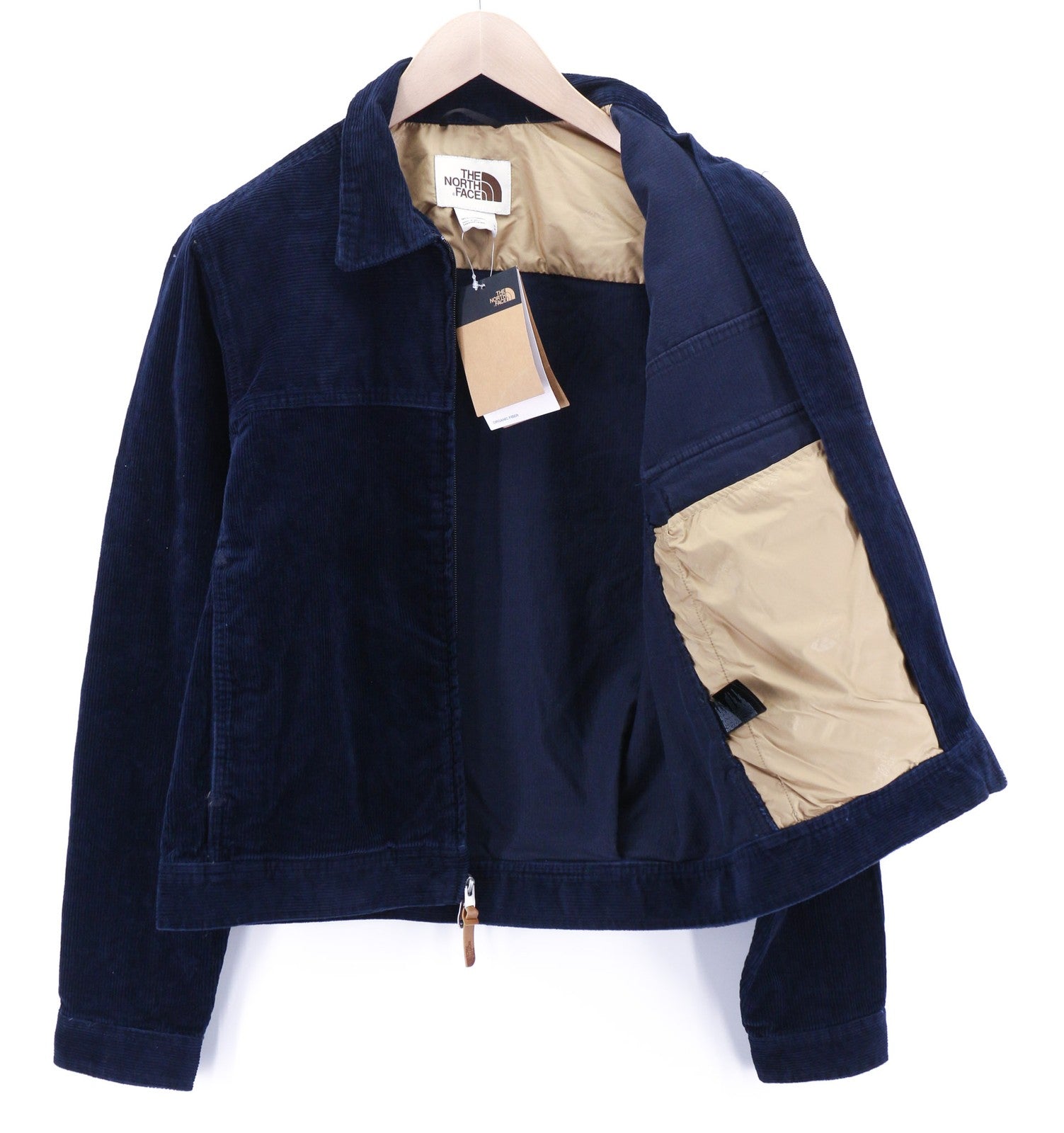 THE NORTH FACE Men's S Corduroy Jacket Blue Zip Lined Organic Polo Neck Style