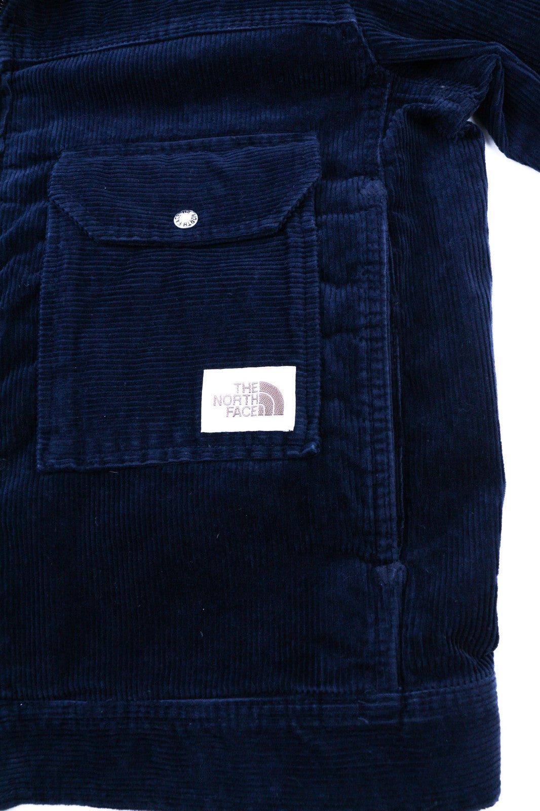 THE NORTH FACE Men's S Corduroy Jacket Blue Zip Lined Organic Polo Neck Style