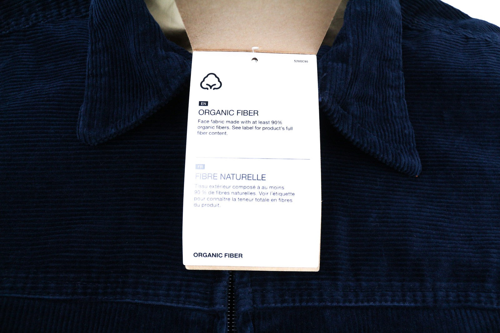 THE NORTH FACE Men's S Corduroy Jacket Blue Zip Lined Organic Polo Neck Style