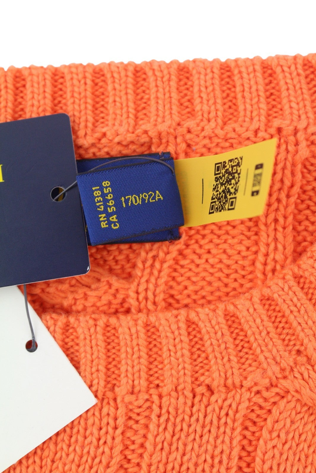 RALPH LAUREN Driver Cn-Long Sleeve Orange Men Jumper S Pullover Cable RRP214