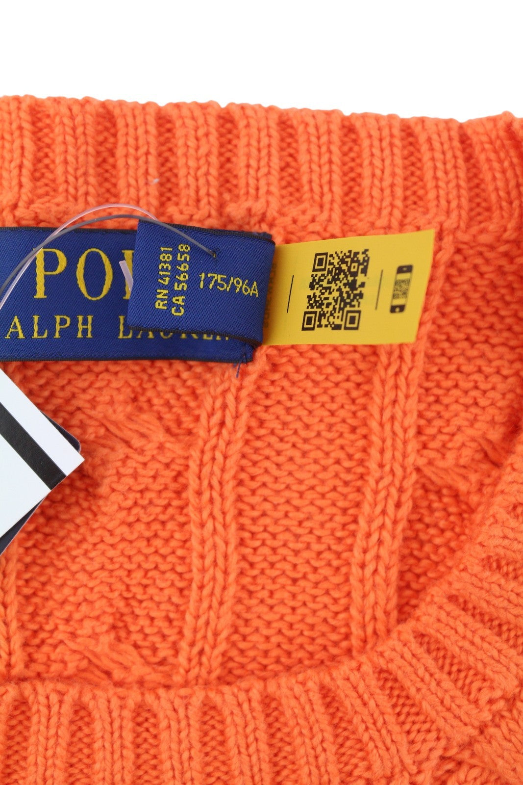 RALPH LAUREN Driver Cn-Long Sleeve Orange Men Jumper M Pullover Cable RRP214
