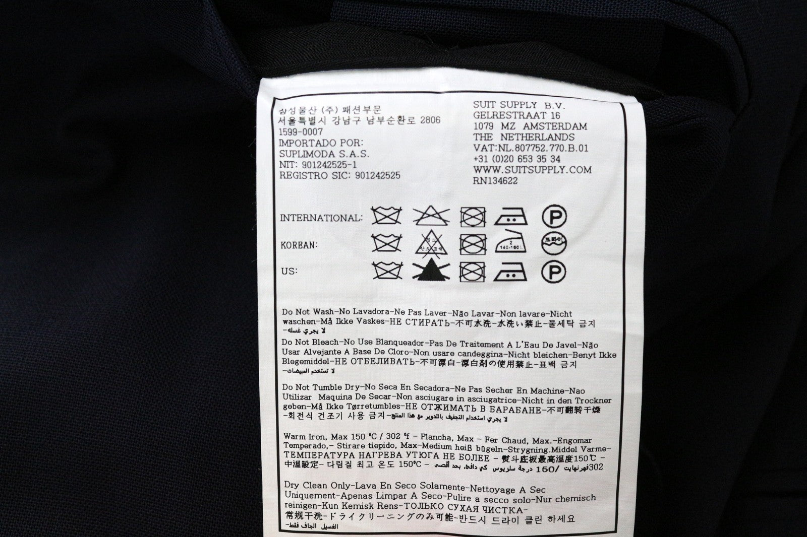 SUITSUPPLY Havana Traveller Men's Suit 36R Blue Wool Slim Classic 2Pc Unlined