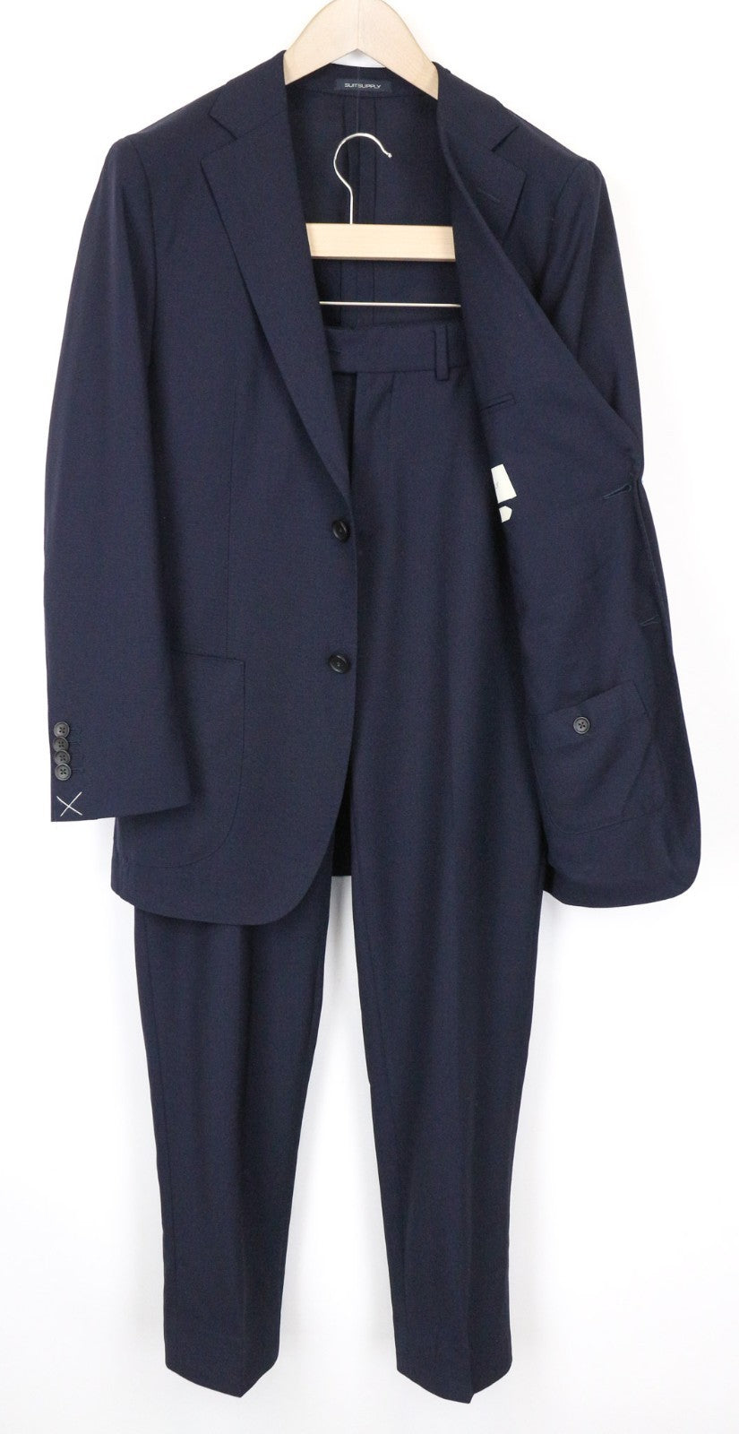 SUITSUPPLY Havana Traveller Men's Suit 36R Blue Wool Slim Classic 2Pc Unlined