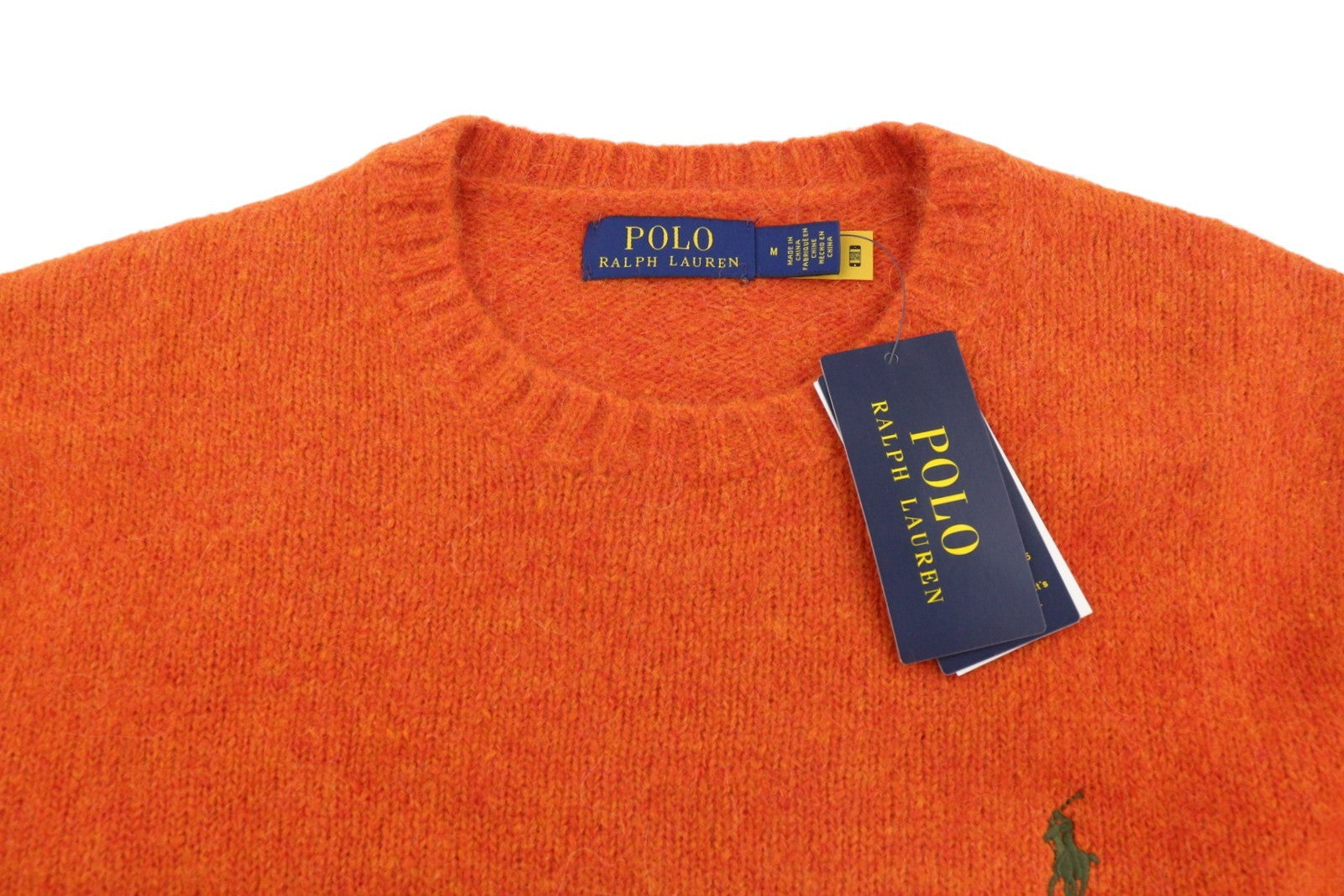 RALPH LAUREN Classic Orange Men Jumper M Melange Wool Alpaca Blend Knit RRP269