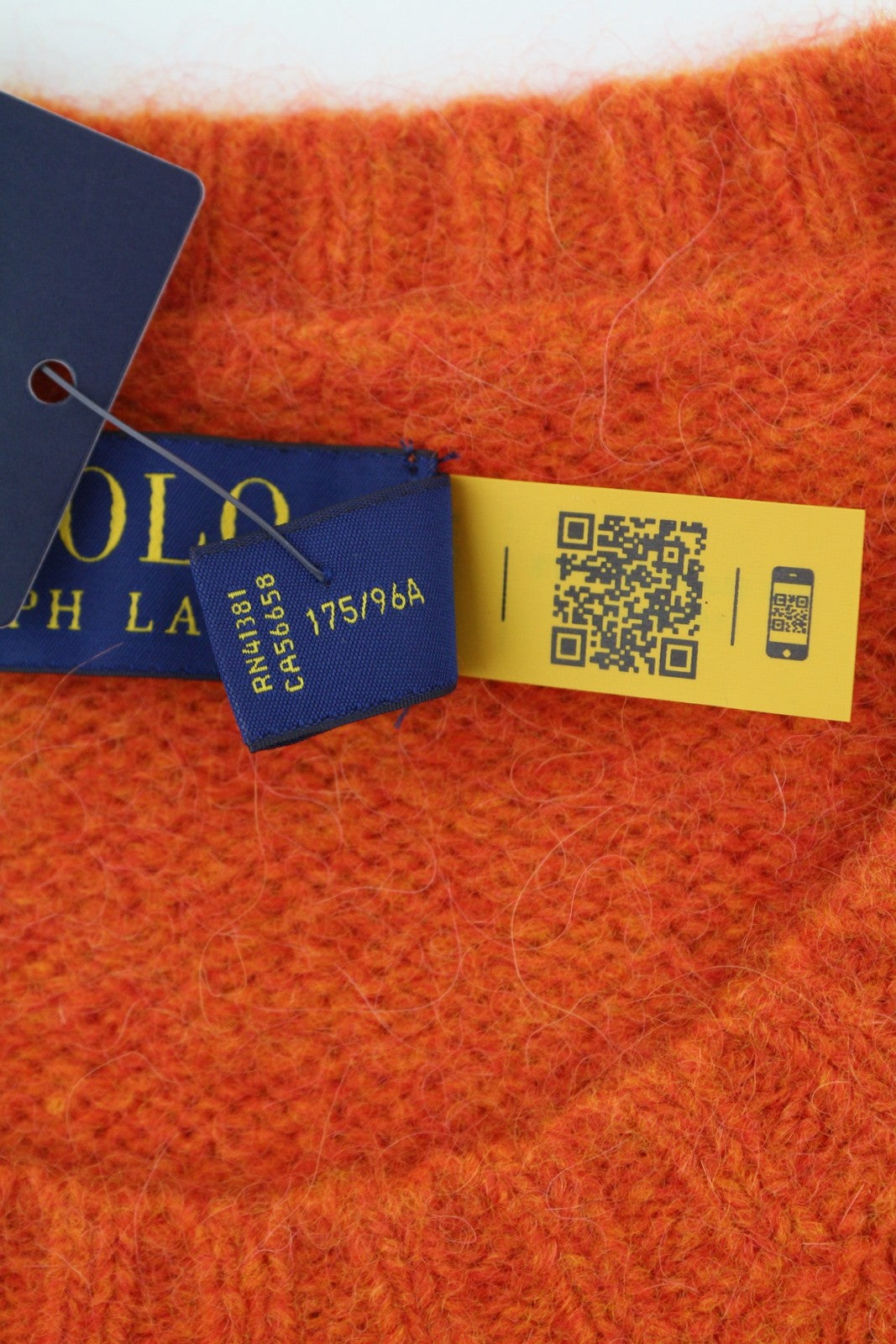 RALPH LAUREN Classic Orange Men Jumper M Melange Wool Alpaca Blend Knit RRP269