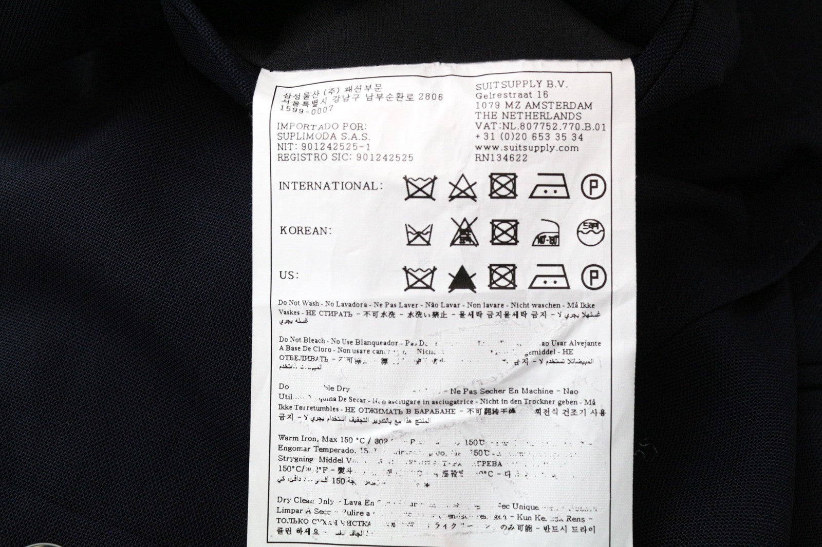 SUITSUPPLY Havana Traveller Men's Suit 36S Blue Wool Slim 2Pc Formal Unlined